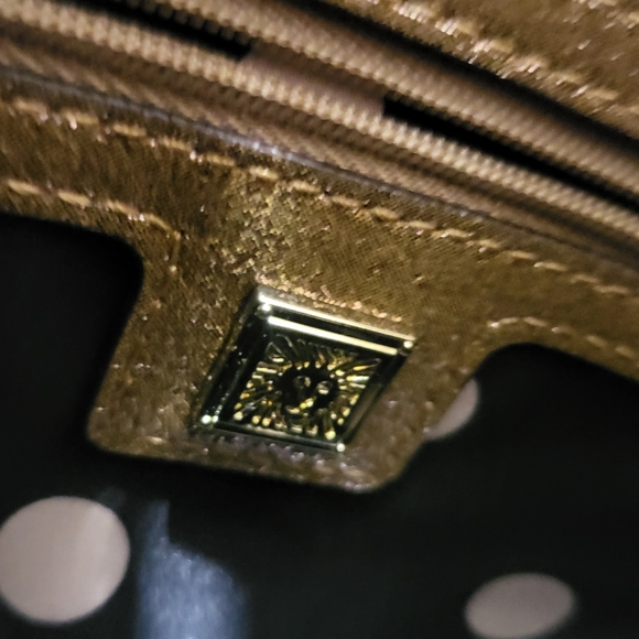 Anne Klein Blue and Gold Structured Shoulder Bag - Picture 8 of 9